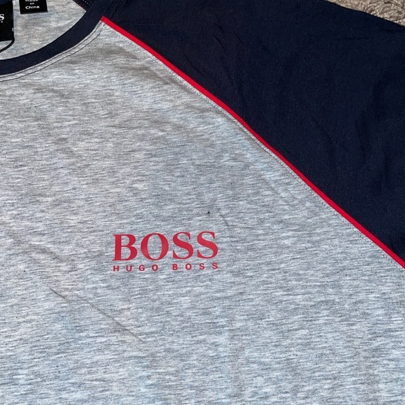 NWT gray Hugo Boss long sleeve baseball tee size large - Picture 2 of 2